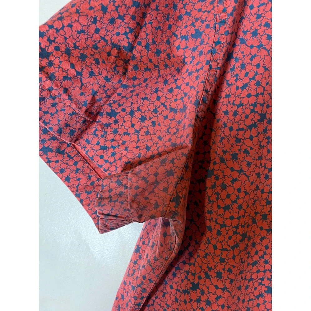 J.Crew Slim Fit Floral Button Up Shirt Organic Cotton Pink Navy Men's L